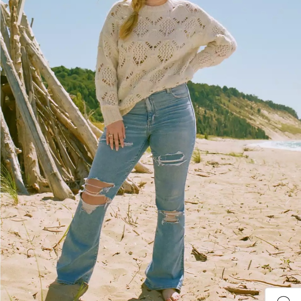 American Eagle Flare ripped jeans